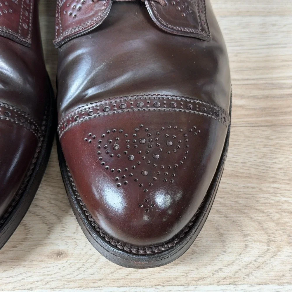 Alden Shoes Mens 11 Brown Derby Shell Cordovan Leather Cap Toe Medallion 2145